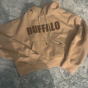 LEVELED UP BUFFALO SIZE LARGE Buffalo Cream-Tan Hoodie Sweatshirt